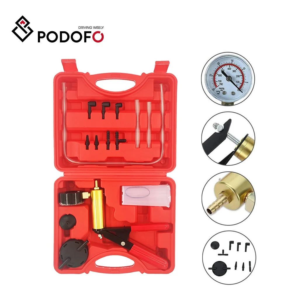 Podofo Car Hand Held Vacuum Pump Tester Motorcycle Brake Fluid Bleeder Tester Set Bleeding Kit Auto Tool  Car Accessories