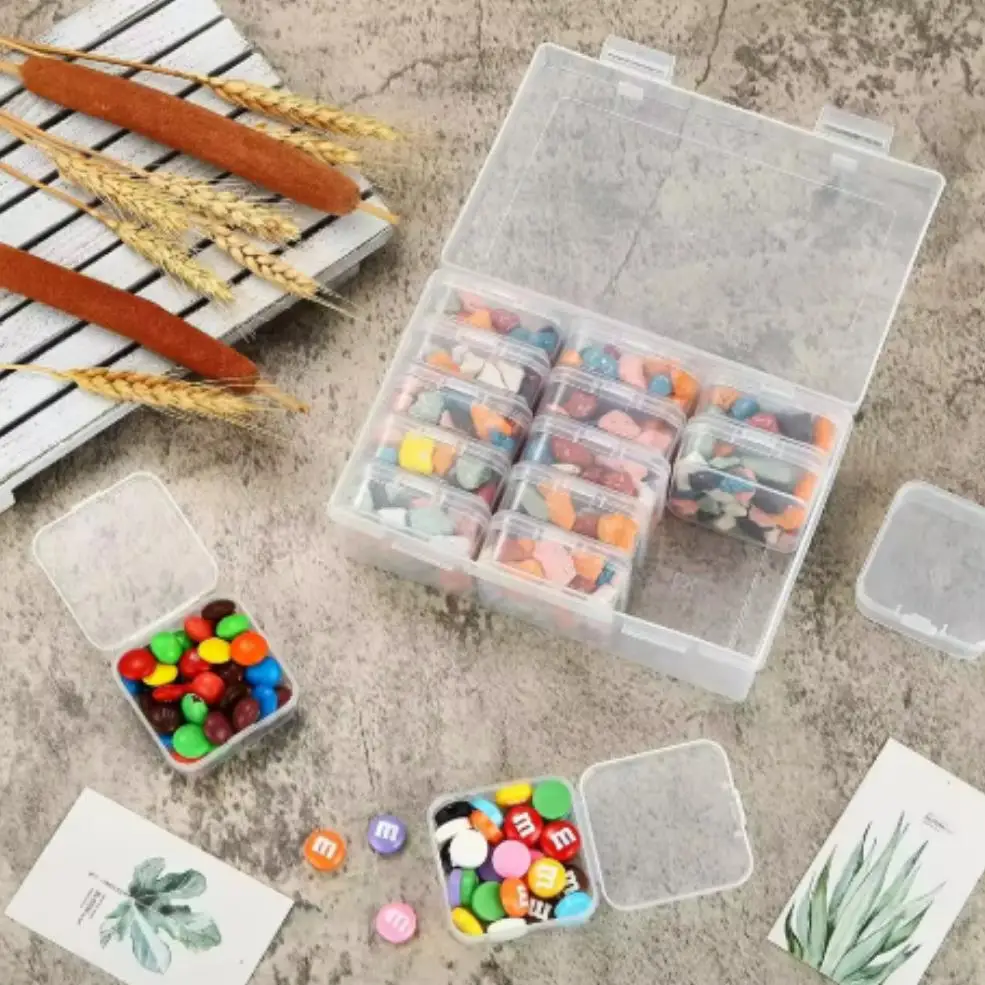 

14-сетчатая прозрачная пластиковая коробка, упаковочная коробка для аксессуаров для девочек, портативные портативные материалы ручной работы «сделай сам», настольное хранилище