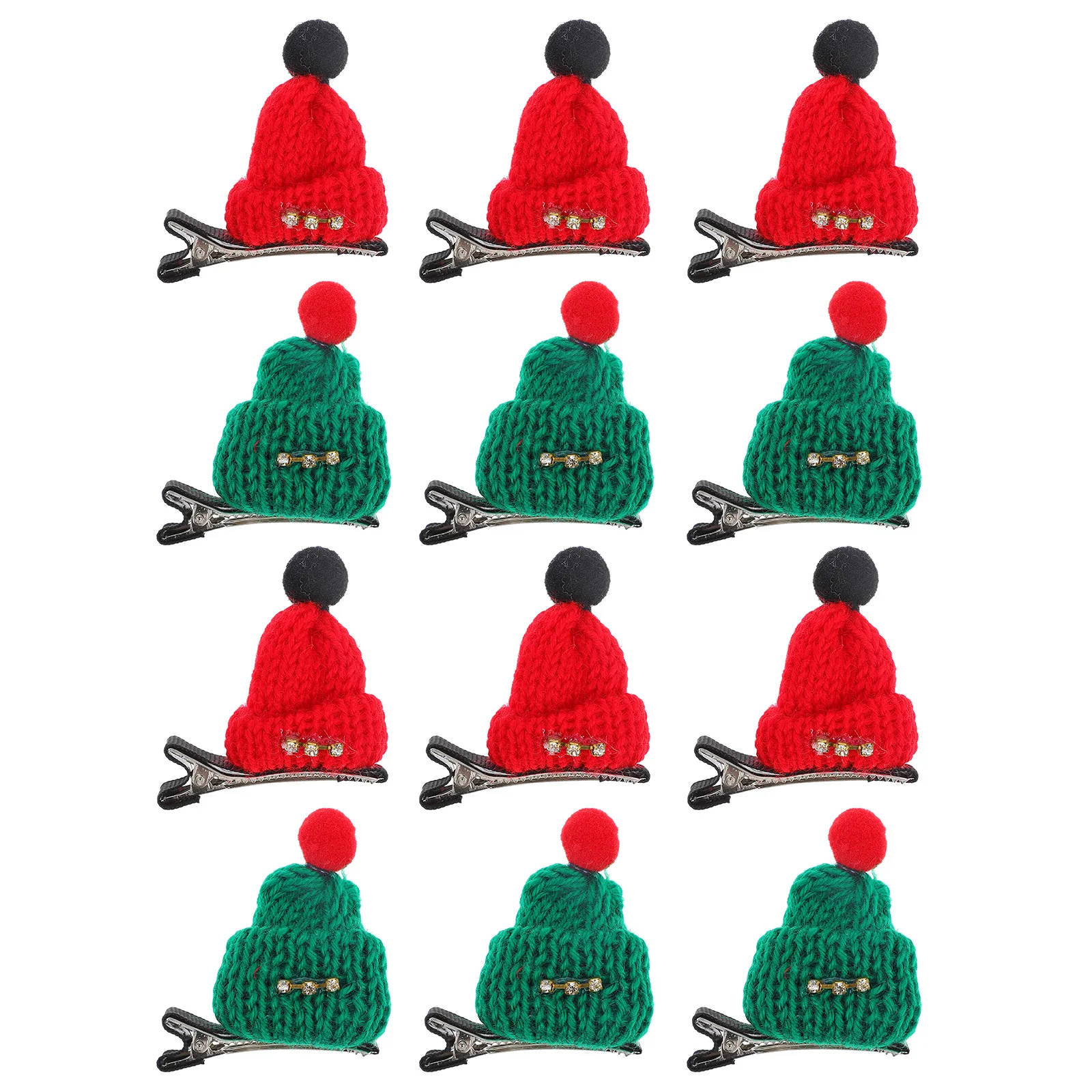 

12pcs Xmas Little Hat Hair Clip Kids Headdress Christmas Accessories Pompom Iron Child Hats Safe Durable Cute Stylish