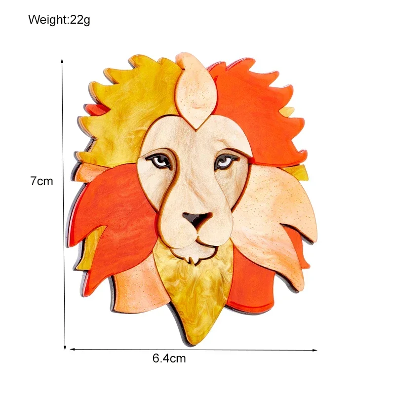 Blucome High Quality Lion Head Shape Women Brooch Acrylic Material Handmade Animal Women Pins Brooches on Bags Clothes