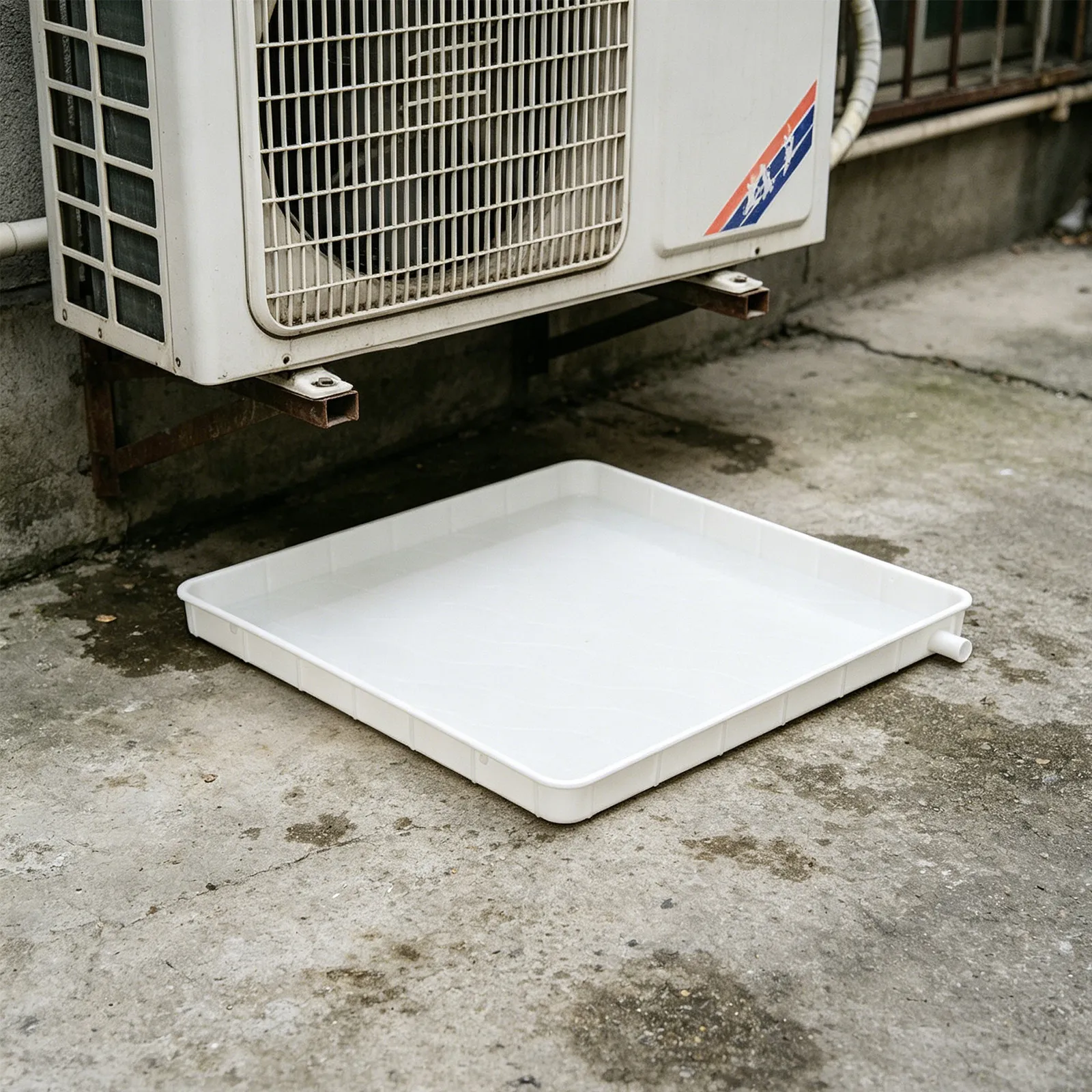 1Set Air Conditioner Drain Pan Plastic 15.75x15.75in Square Drip Tray Side Drain Efficient Water Discharge for Window Ac