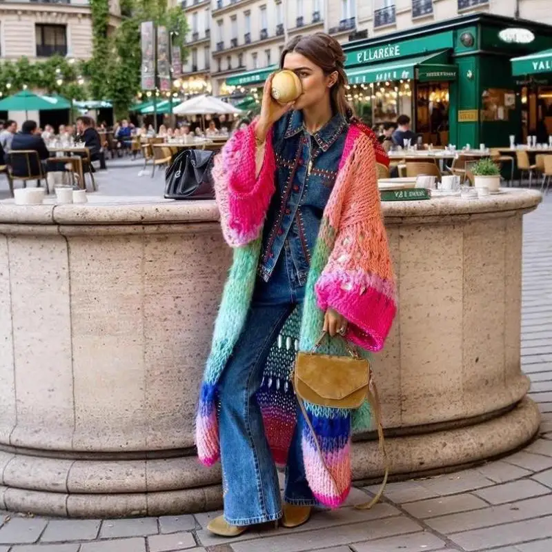 

Men's Knitted Sweater Women's Hook Needle Open Cardigan Ciwalk Collar Nine Sve Length Thi Coolmax Fiber