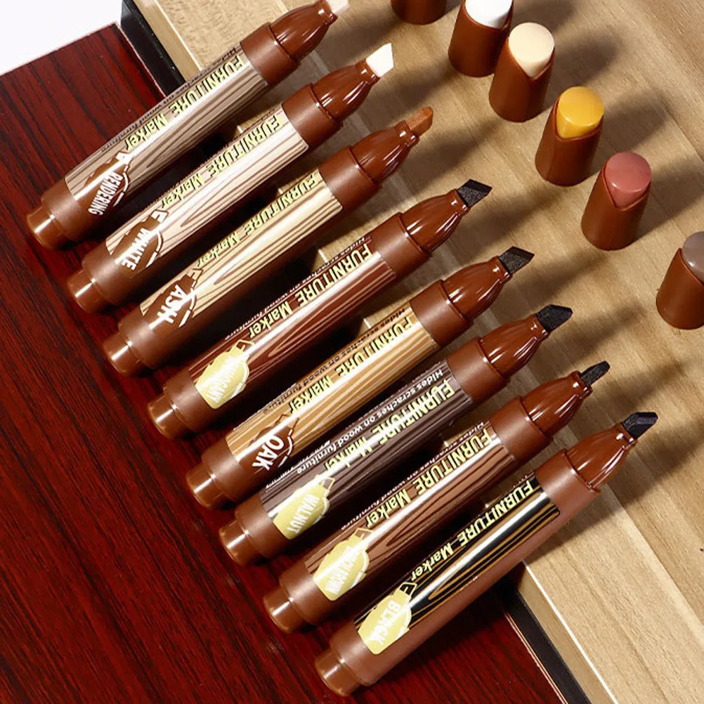 7Pcs Portable Paint Markers Furniture Touch-Up Pens Wood Scratch Repair Kit Multi-Color Matching Original Finish Repair