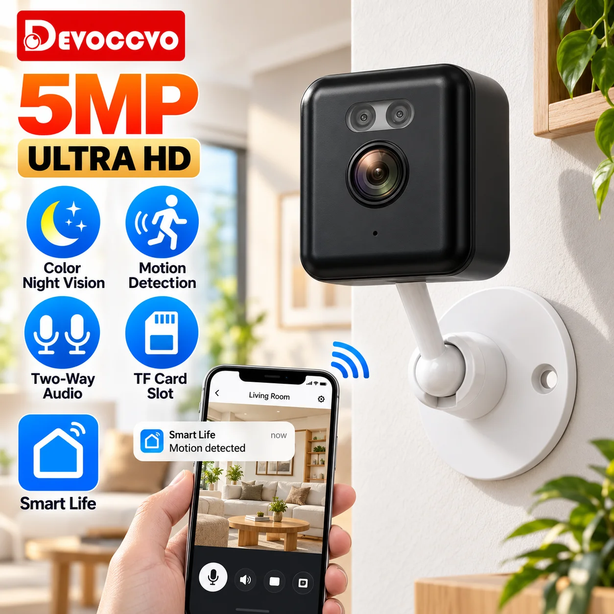 Tuya Smart 5MP Indoor Mini Surveillance Camera Wireless WiFi Cube Security Camera Auto Tracking Smart Baby Monitor CCTV Security