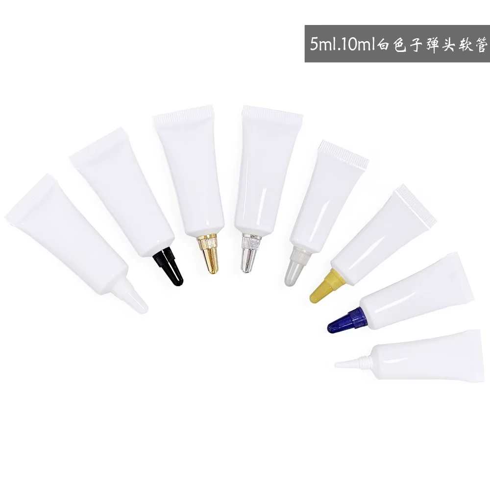 Mini recipiente para os olhos com ponta longa, creme cosmético vazio macio 8ml 8g cc com orifício para orifícios yor