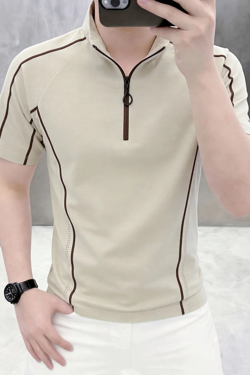 2026 Summer New Style Men's Short-Sleeved Polo Shirt with Mesh Ventilation - Cool and Comfortable Youth Summer New Style Half-Sl