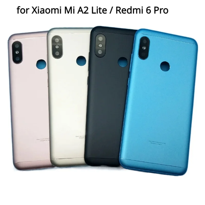 

Задняя крышка батарейного отсека для Xiaomi Mi A2 Lite / Redmi 6 Pro, металлический дверной держатель для карт, запасные части для ремонта с объективом