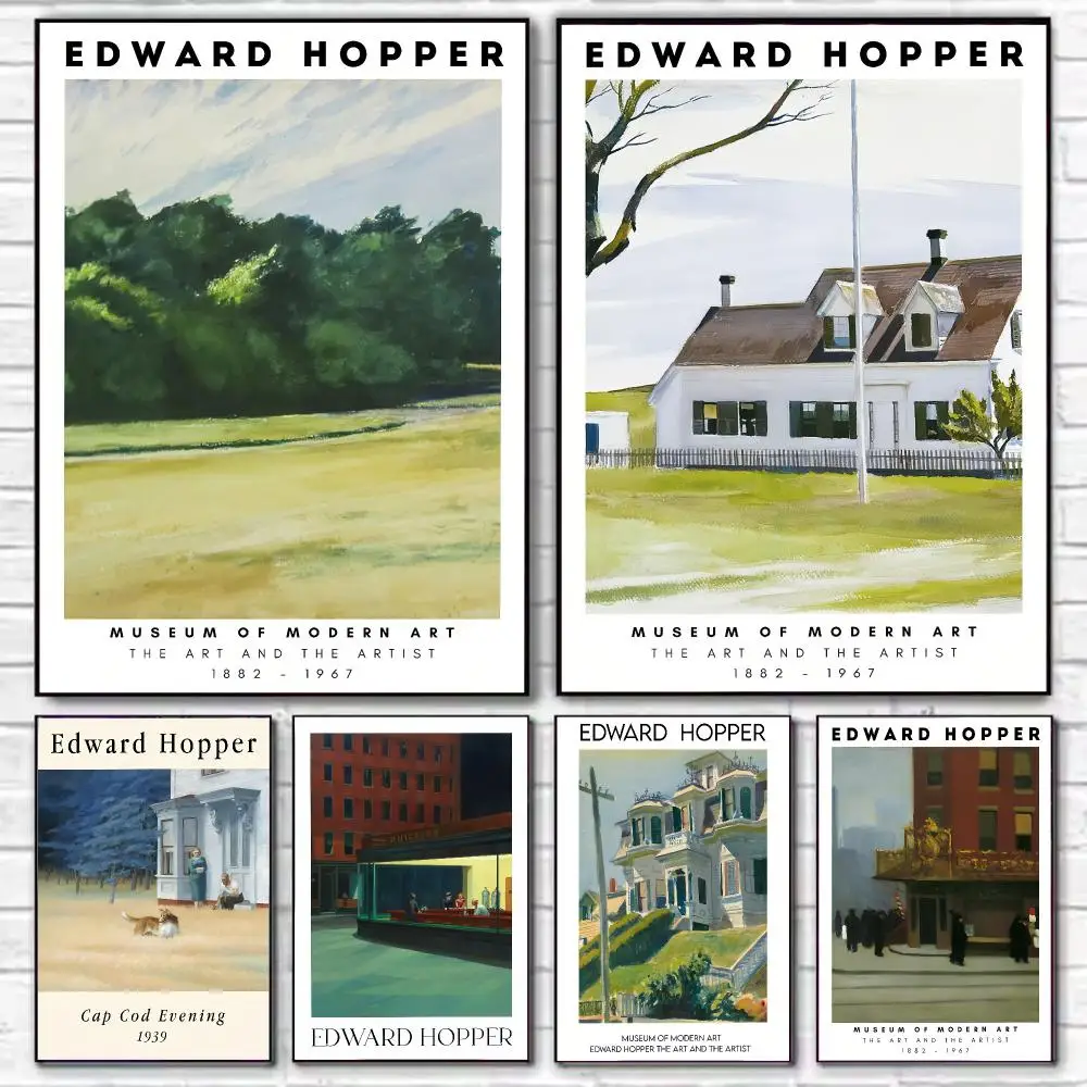 Edward Hopper Poster HD Decorative Wall Art Aesthetic Home Decor for Living Room Bedroom Café Office Modern Stylish Gift