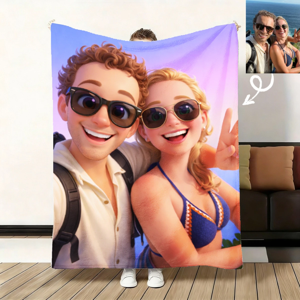 Custom Photo Flannel Blanket Choose Style For Couple Kids Girl Boy Pet Personalized Gift Blanket For Birthday Valentine's Day
