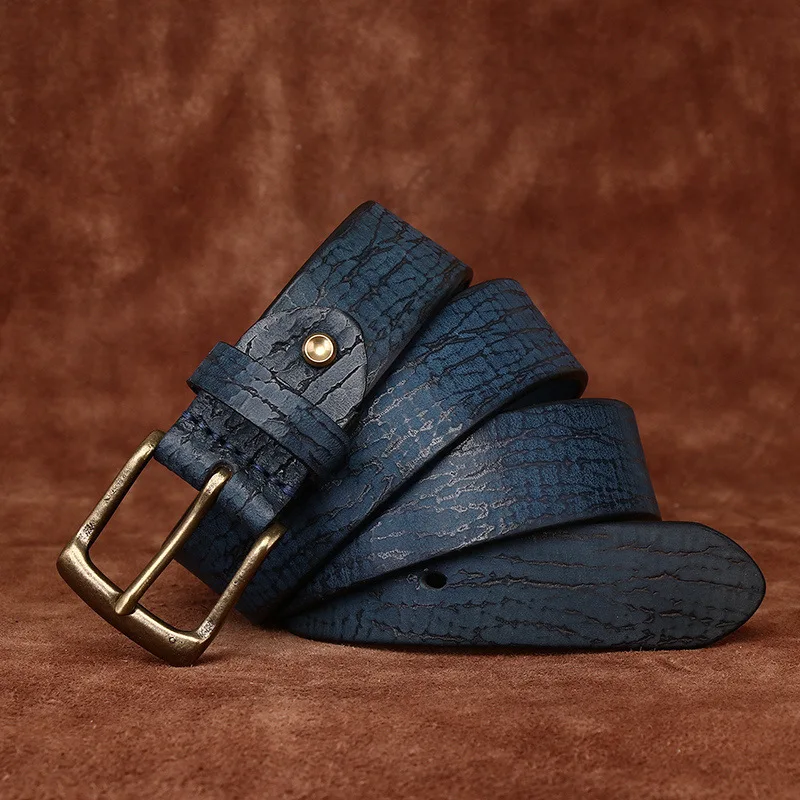 New retro men's belt old fashion personality belt men's genuine leather pin buckle first layer cowhide casual jeans belt