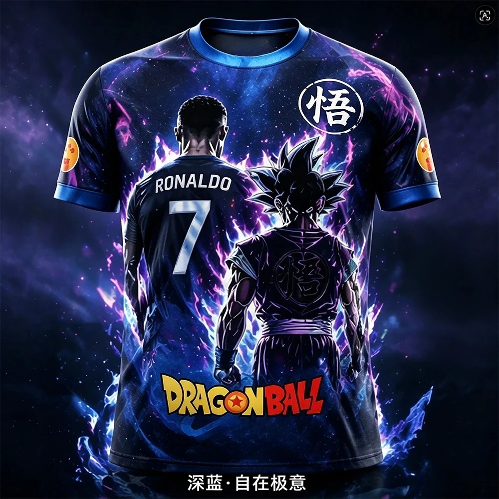 Hot Selling 2026 Japanese Anime Dragon Ball Adult Men's and Women's Football Shirts Wukong Anime Children's Sports 3D T-shirts