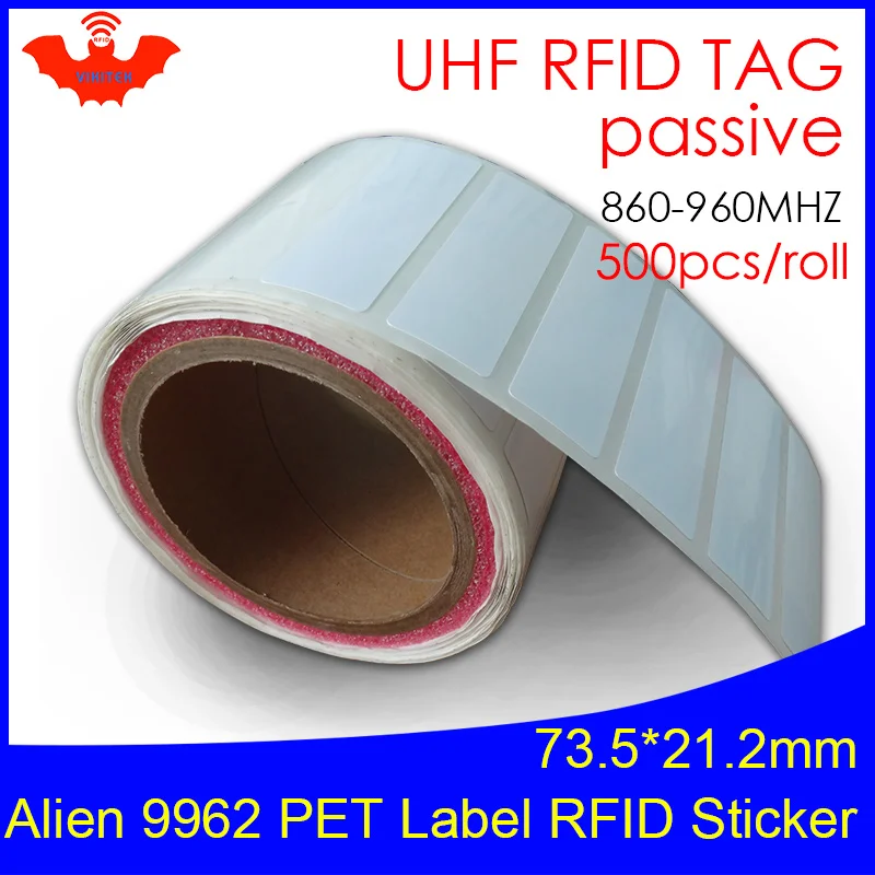 

RFID tag UHF sticker Alien 9962 EPC6C printable PET label 915m868mhz 500pcs free shipping long range adhesive passive RFID label