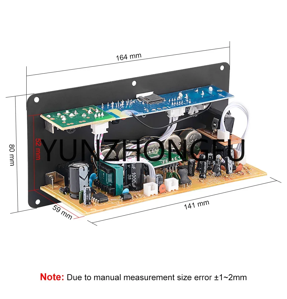 12V 24V 220V For 8-12 Inch Speaker Subwoofer Digital Blue-tooth Amplifier Board Dual Microphone Karaoke Amplifier Reverb