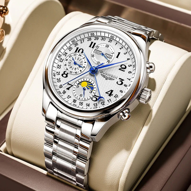 GUANQIN メンズ腕時計自動機械式時計スイス品質ビジネスファッショナブルな多機能防水腕時計