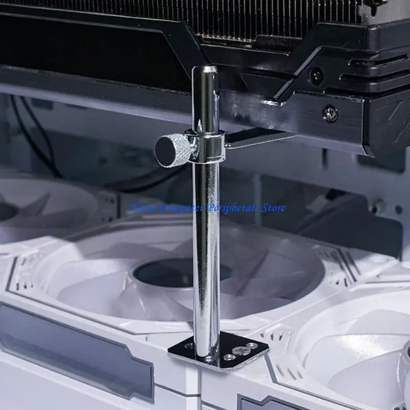 F68C GPU Support Bracket Adjustable Aluminum Design with Fan Mount to Prevent Graphics Card Sagging