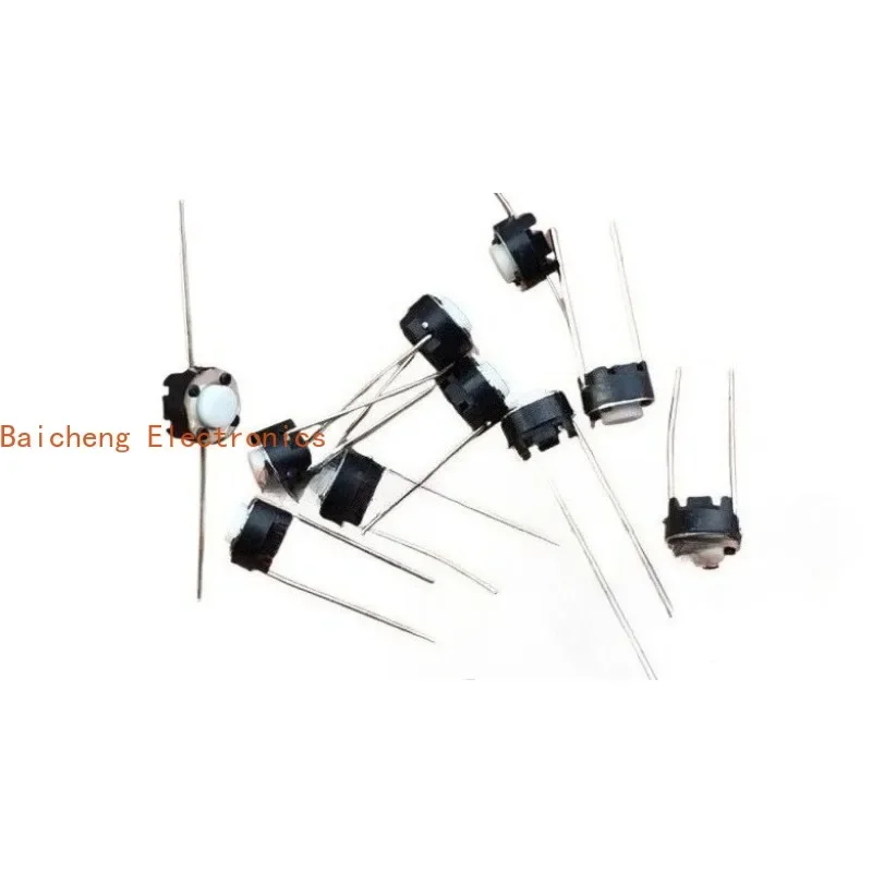 100PCS Straight insertion 2-pin touch 6 * 6 * 4.3 button switch, circular white 1.57N