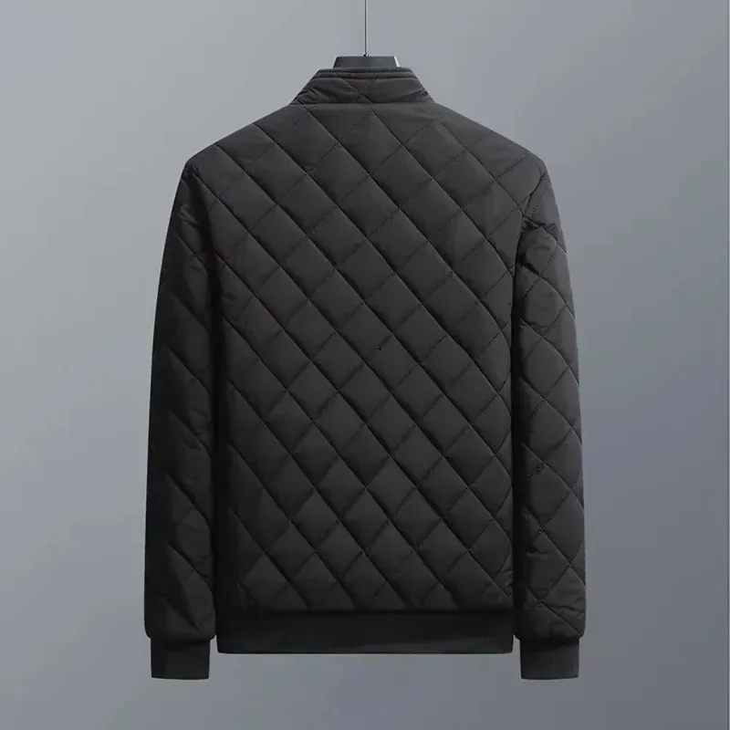 2026 Brand Slim Fit Coat Autumn Winter Bomber Jacket Men Diamond Pattern Fleece Lined Casual Jacket Men Fashion Clothing M990