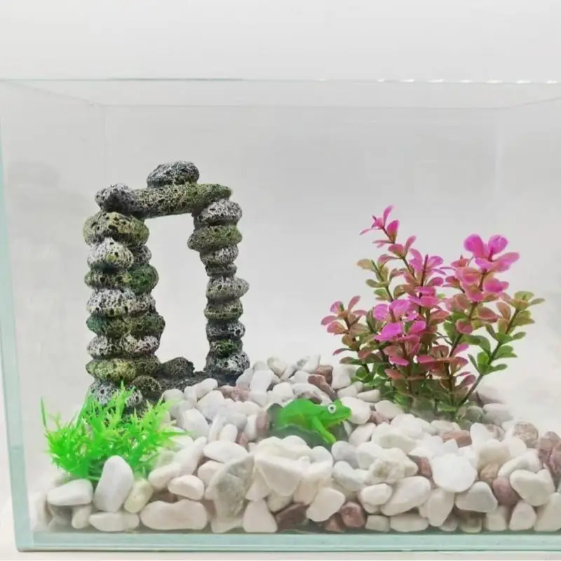 Fishtanks Decoration Resin Stacked Rockery Figurine Shelter Cave Decorative Statue Aquariums Shelter Landscaping Hideouts Q5WC