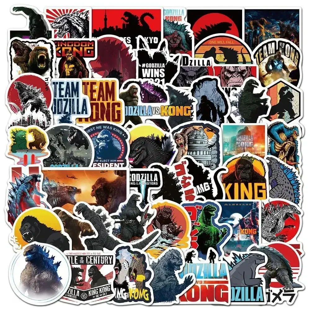 50pcs Godzilla Vs Kong Stickers Cute Cartoon DIY Phone decorate Sticker Decal for Kids Toys Graffiti Planner Gift 2024 New Movie