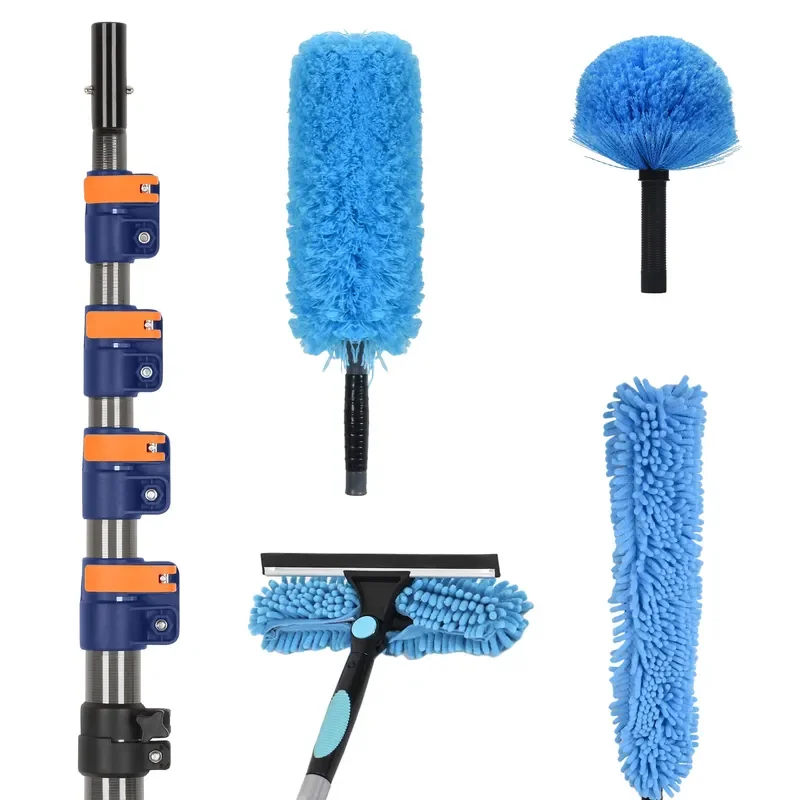 Lightweight Carbon Fiber Handle Microfiber Cleaning Brush Kit Scratch Free Dusting Tool for Home Car Interior Detailing Care