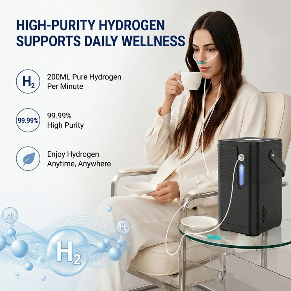 Portable 200ml Hydrogen Generator Machine Pure H2 Inhalation Device SPE PEM Technology Home Office Wellness Equipment Suyzeko