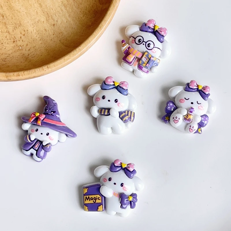 10 Pcs New Cute Cartoon Animal Magician Puppy Series Resin Scrapbook Diy Jewelry Children Gift Hairpin Accessories C35