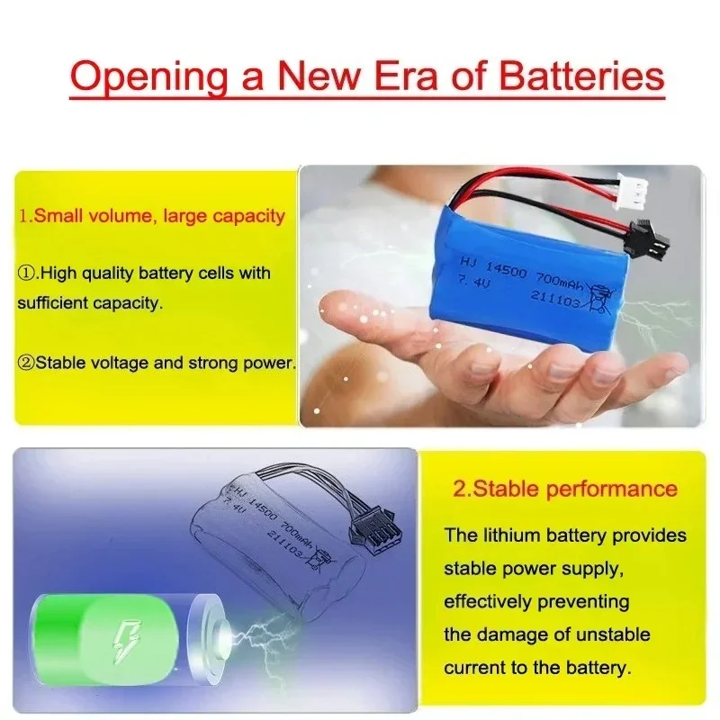 7.4v 14500 para carro de controle remoto barco veículo off-road baterias de alta velocidade 2s 700mah 15c lipo bateria