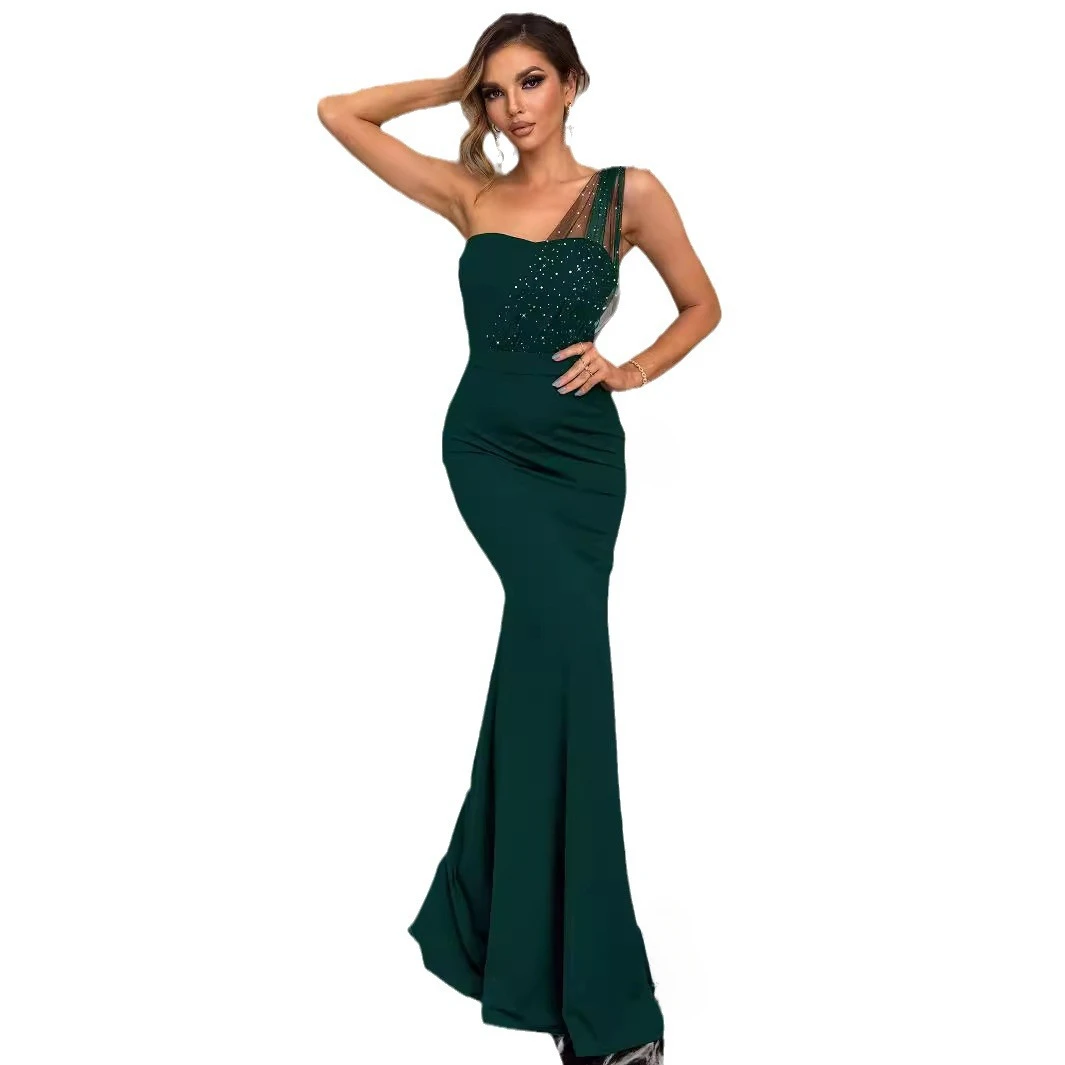 

Elegant One Shoulder Mermaid Long Formal Evening Dress