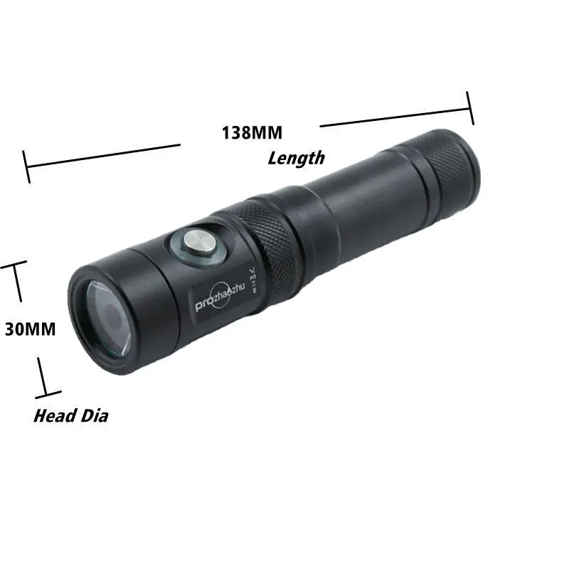 Small Diving Flashlight 1200 Lumen IP68 Waterproof 100M Scuba Torch 21700 Built-in Type-C Charging Underwater Diving Torch