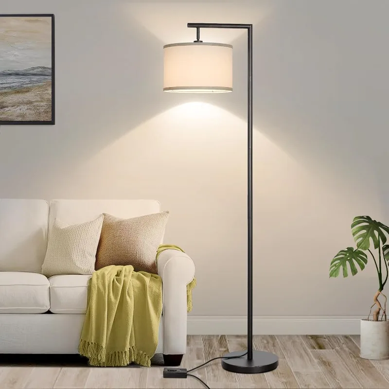 

Dimmable Floor Lamp for Living Room, Modern Standing Lamp with Adjustable Drum Shade, Tall Reading Light Corner Lamp Suitable