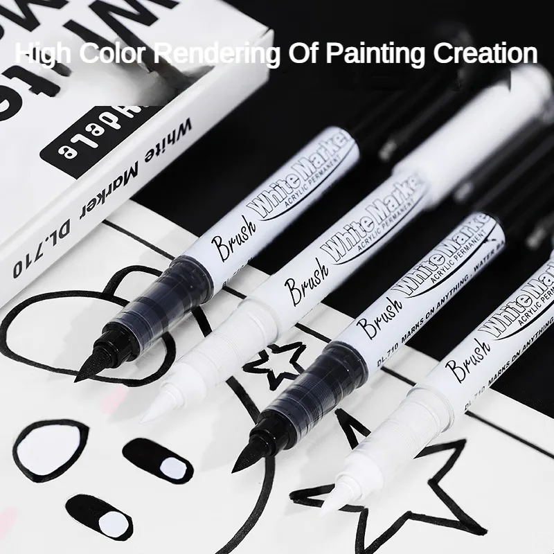 GUANGNA 5/1 PCS 16 Colors Direct-liquid Acrylic Paint Pens Brush Marker Pen for Painting Ceramic DIY Art Supplies Stationery