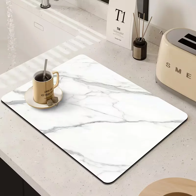 Marble High-definition Printed Coffee Pad Tableware Kitchen Tableware Drying Pad Diatomaceous Earth Table Pad Home Decoration