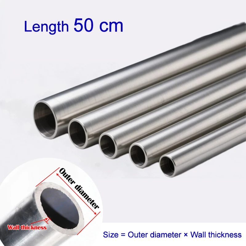 50cm TA2 Titanium Tube Seamless  Capillary Titanium Exhaust Tube Titanium Pipe OD 3- 22mm Wall Thickness 1-2mm