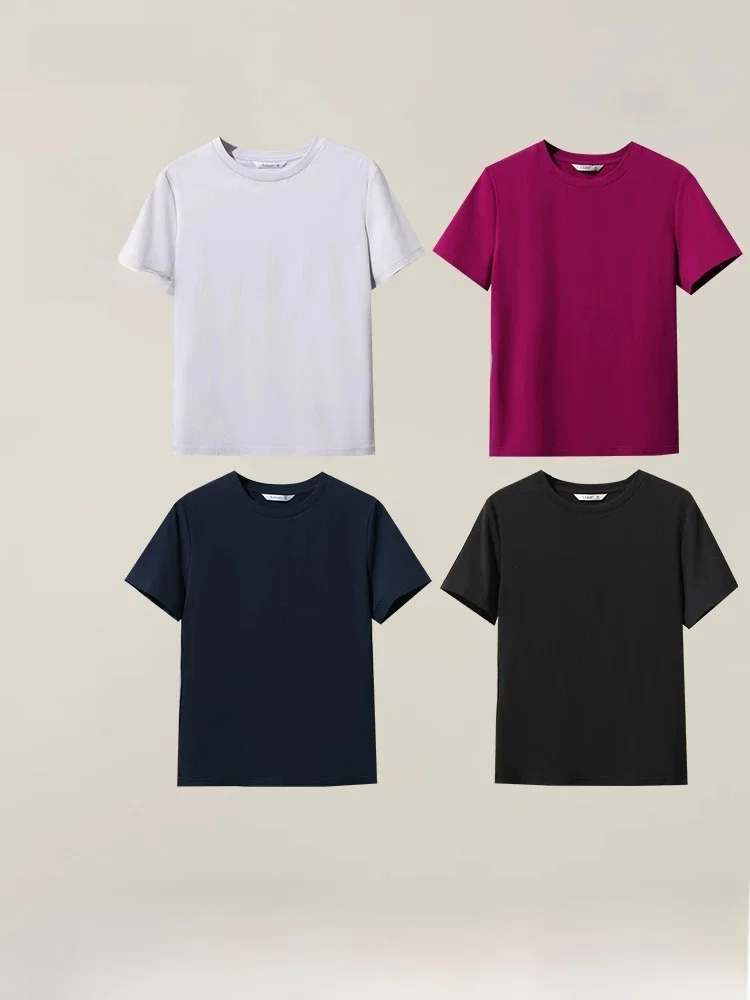 

Slim Fit round Neck Short Sleeve T-Shirt Casual Versatile Basic Style Summer New Arrival Women's Pure Color Top for Commuting