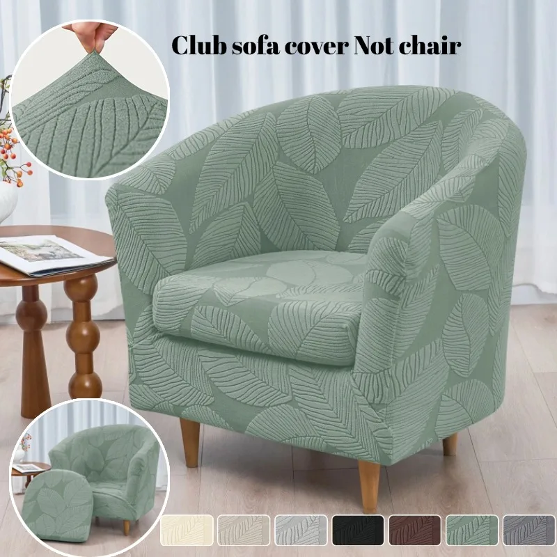 

1Set Leaves Jacquard Club Sofa Cover with Seat Cushion Cover Tub Chair Cover All-inclusive Single Sofa Slipcover for Living Room