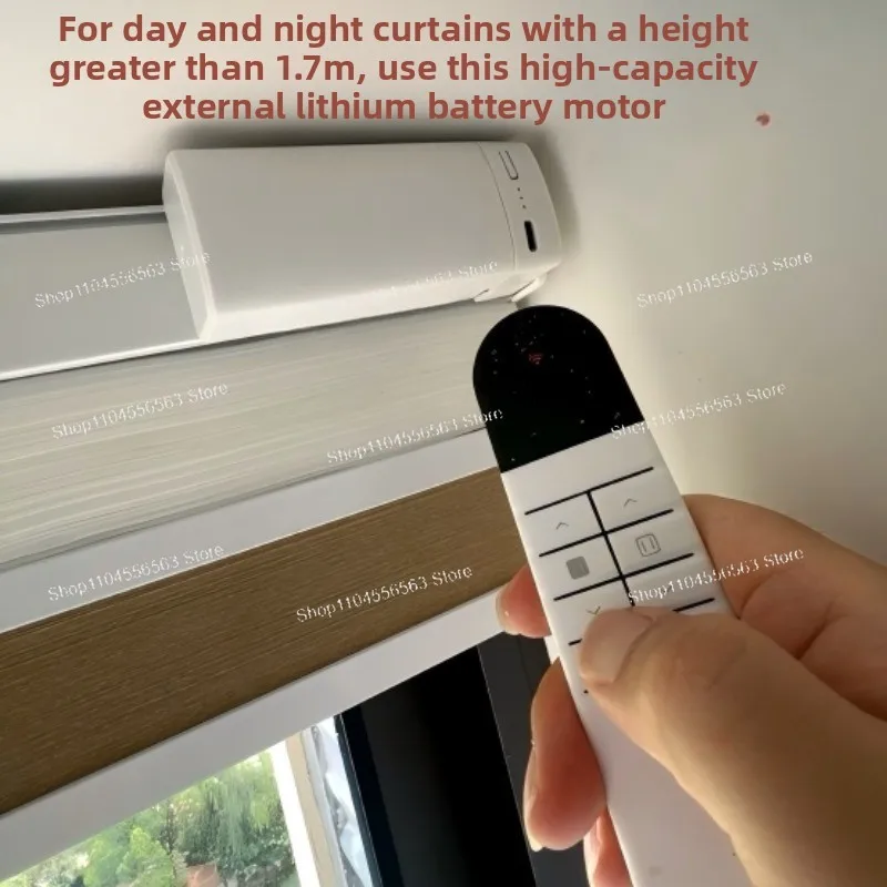 No Punching External Lithium Battery Electric Day and Night Curtain Honeycomb Curtain Full Blackout Bedroom Curtain