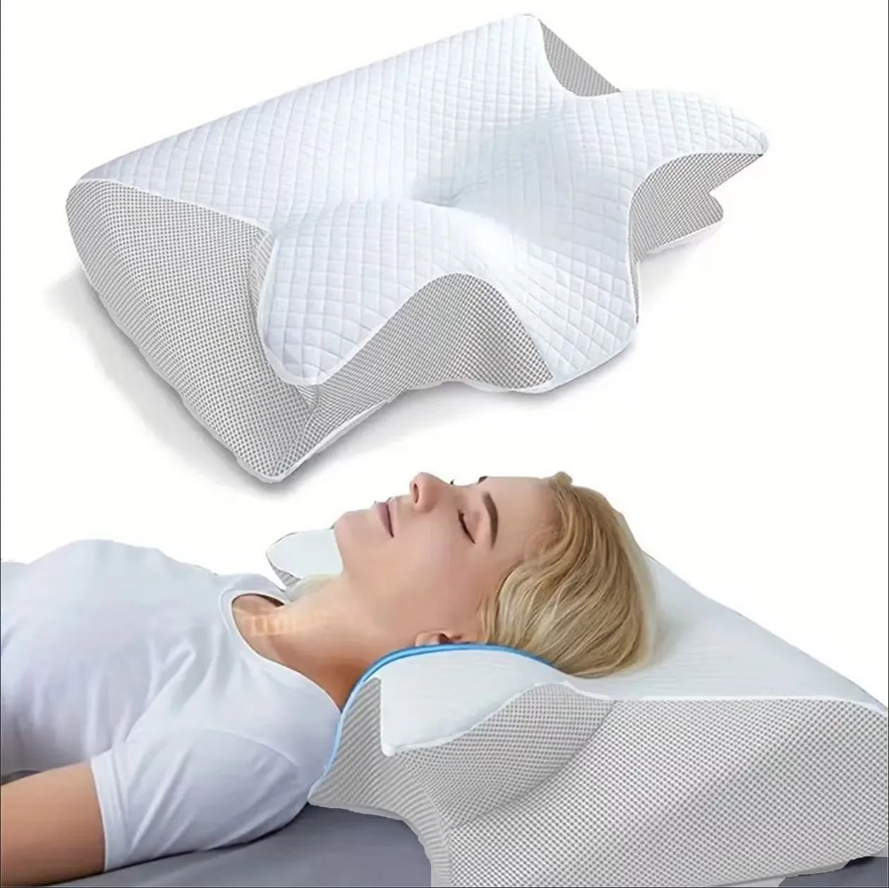 Cervical Pillow Ergonomically Contoured Memory Foam Pillow, Suitable for Side, Back and Stomach Sleepers