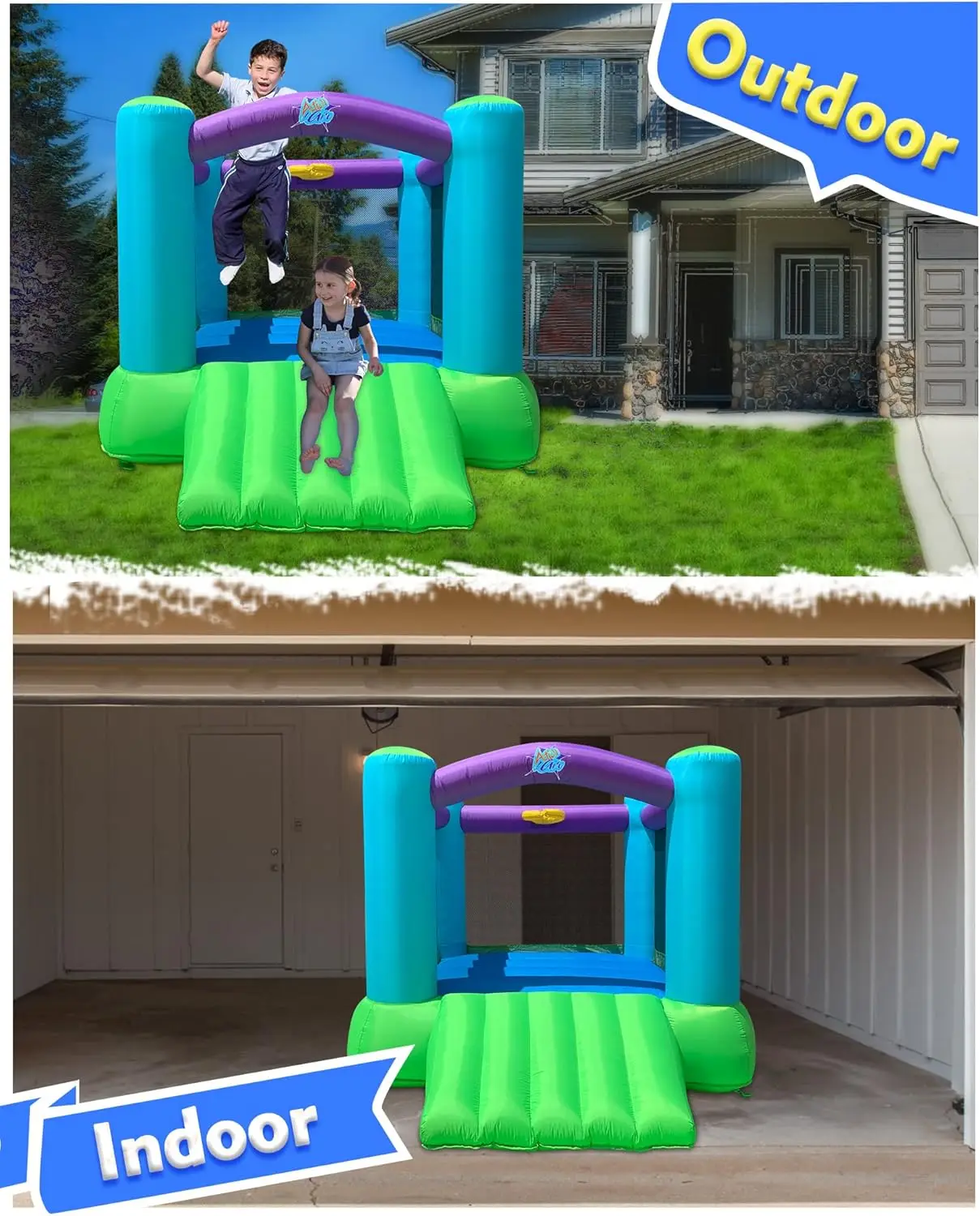 바운스 하우스 - 실내 및 실외용 송풍기가 있는 풍선 바운스 하우스 - 슬라이드가 있는 점핑 바운시 캐슬 - 견고한 바느질 및 확장형