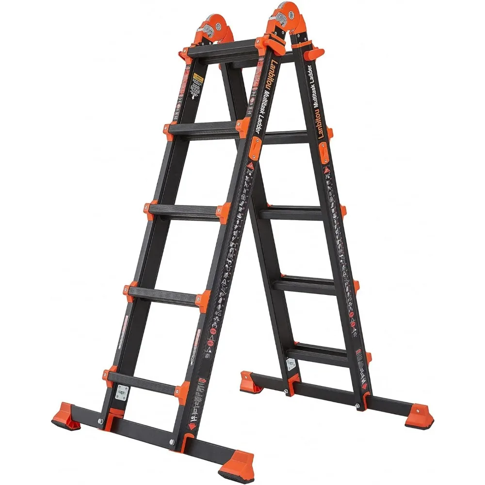 LANBITOU-Anti-Slip Multi Position Ladder, A Frame, 5 Step Extension, 17 Ft, 330 lbs Security Load