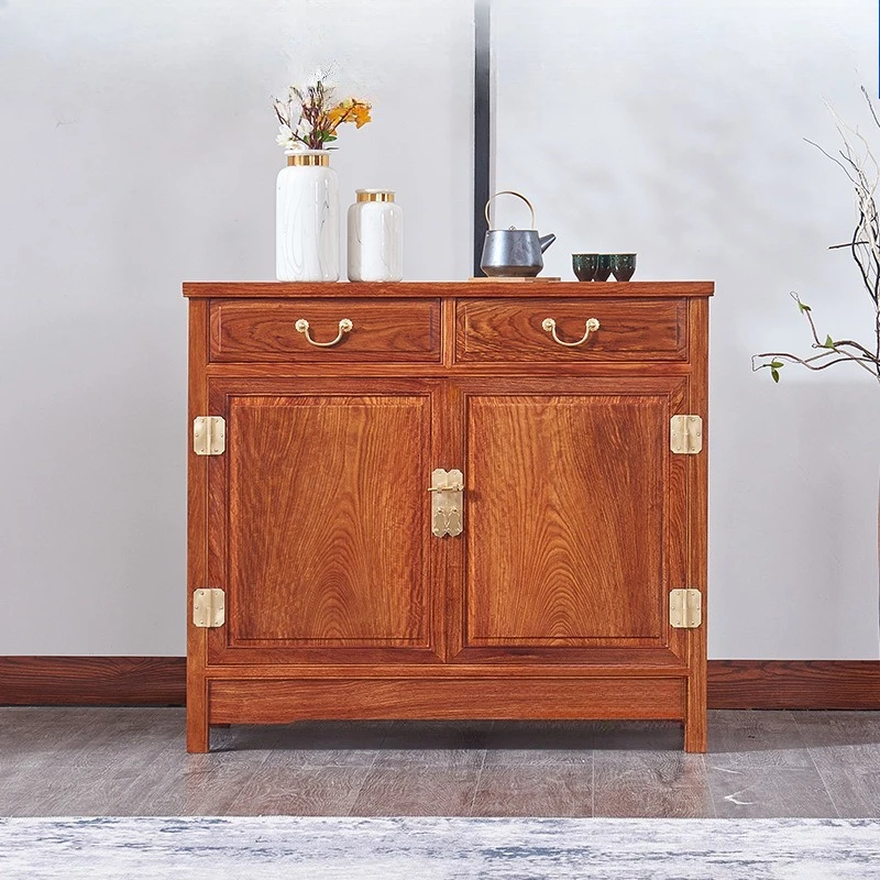 side cabinet, new Chinese hedgehog red sandalwood plain surface small locker, solid wood cabinet storage