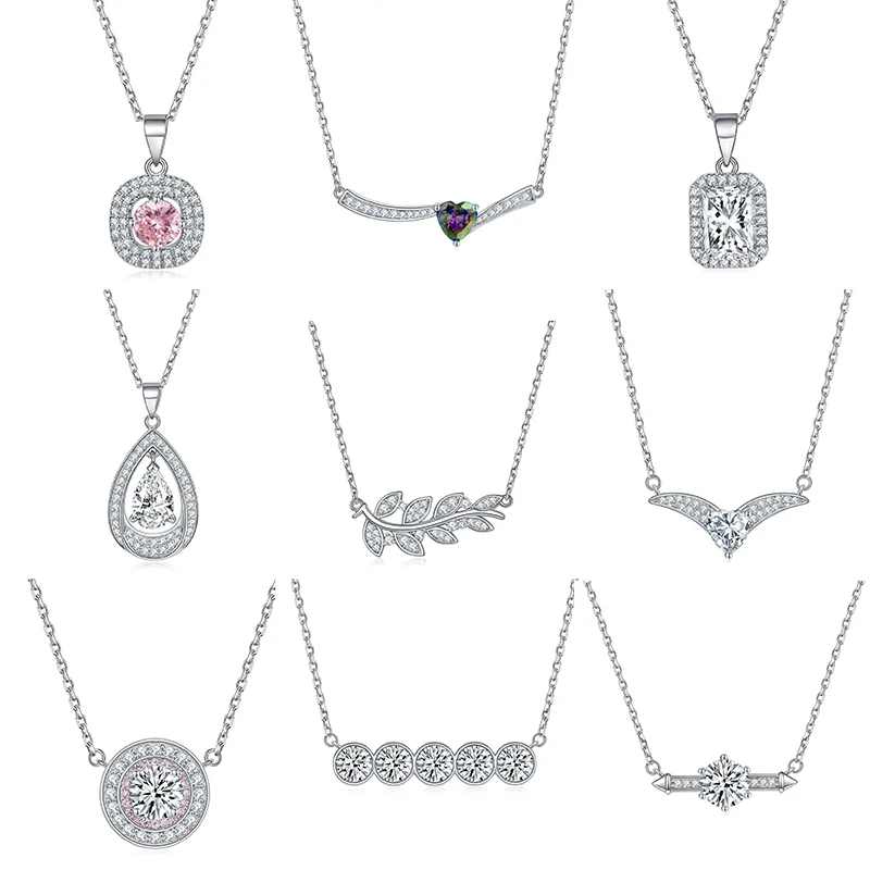 

Простое красочное ожерелье с подвеской из стерлингового серебра S925 для женщин для свадебной вечеринки с цирконом, основные ювелирные изделия