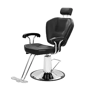 Heavy Duty Reclining Barber Chair for Barber Shop, Styling Salon Chair with Headrest and Footrest,360 Degree Swivel, Custom