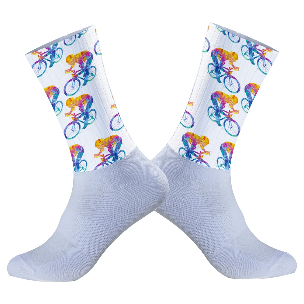 Chaussettes anti-ald sans couture pour vélo, chaussettes de compression pour vélo, chaussettes de sport pour vélo de plein air, chaussettes d'équipe de vélo, chaussettes d'autoroute, nouveau, 2024