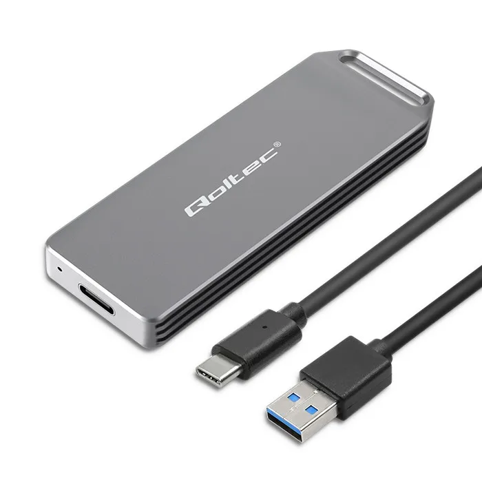 Qoltec Mini aluminium koffer |     M.2 SSD-schijfvak |     NVMe |     PCIe |     USB 3.1 |     Supersnelheid 10Gb/S |     2TB |     Zilver