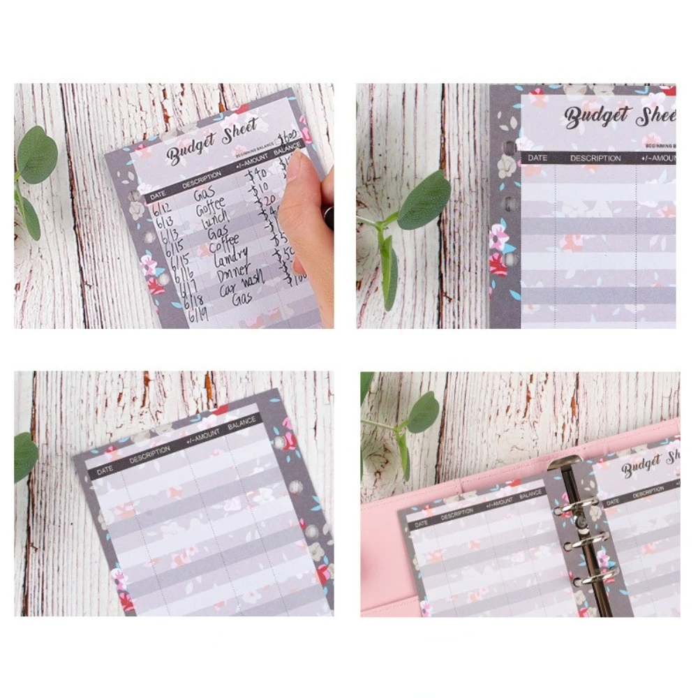 12Sheets A6 Loose Leaf Refill Budget Paper Flower Fruit Pattern Expense Tracker Refill Binder Paper Budget Binder Paper Refill