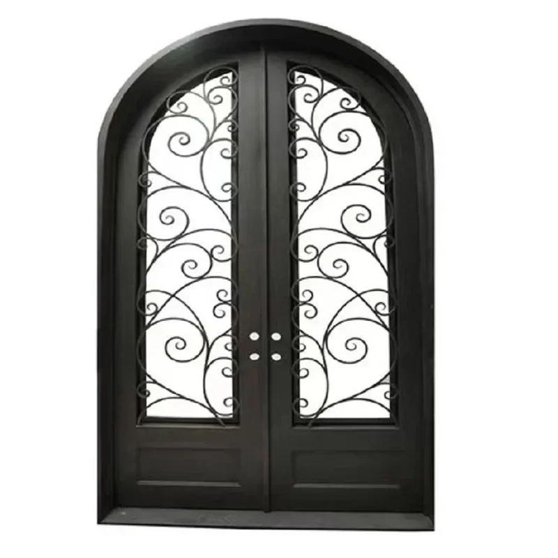 Luxury double arch design wrought iron security door house main entry door