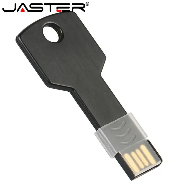 JASTER Metal Key Shape USB Flash Drive 64GB Black Pen Drives 32GB Stick Real Capacity Storage Devices High Speed U Disk 16GB