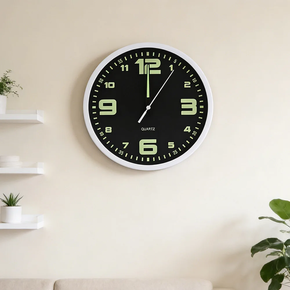 Light Glow In The Dark Silent Quartz Wall Clock Round Plastic Luminous Wall Clock Time Accuracy Fashion Digital Clock Hotel