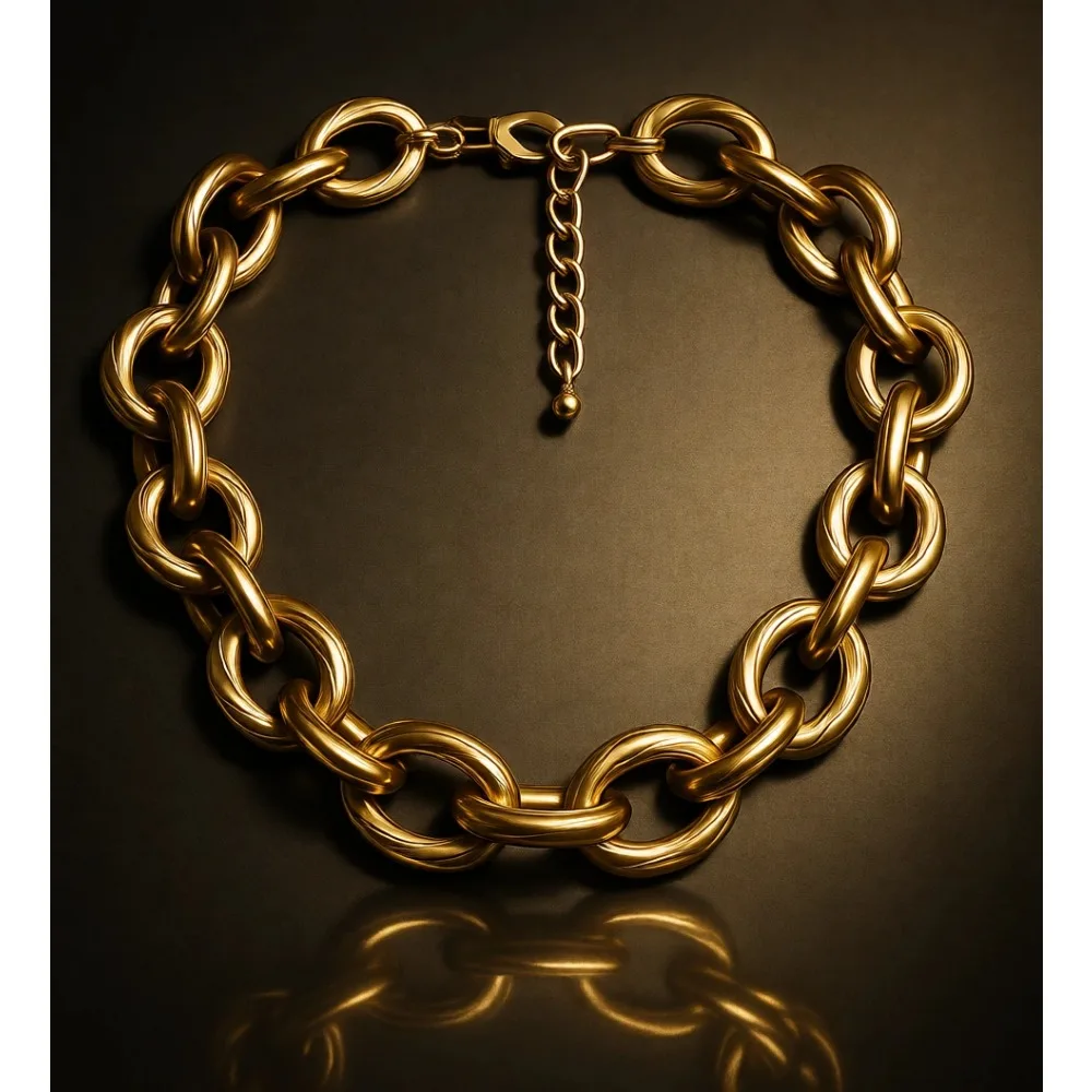 

Массивное колье-чокер с двойной цепочкой в стиле кубинского плетения, панк-хип-хоп, позолоченное, для женщин