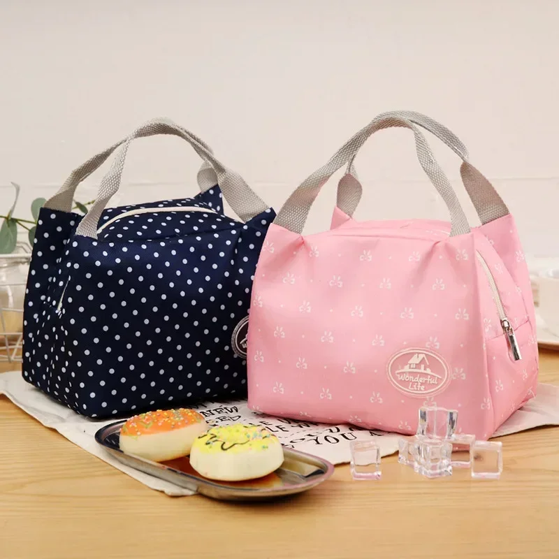 Nieuwe Lunchtas Geïsoleerde Koude Streep Picknick Draagtas Thermisch Draagbare Lunchbox Bento Pouch Lunchcontainer Voedselopbergzakken